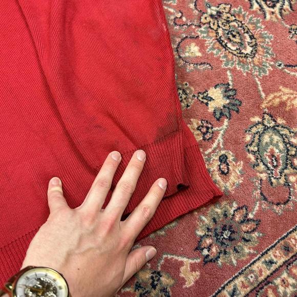 Vintage Tommy Hilfiger Knitted Jumper Red 90s Cotton - Picture 2 of 7